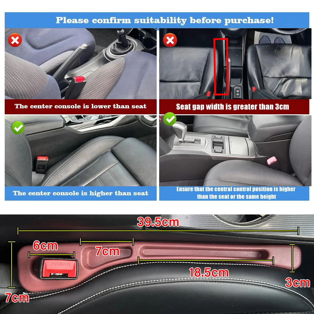 2Pcs Car Seat Gap Filler Seat Crevice Storage Box Bag Between Seats Console Organizer Decoration Interior Auto