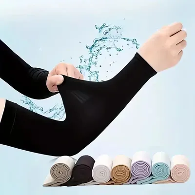 2pcs Cooling Arm Covers for Men and Women Summer Sun Protection Sunshade Ice Silk Sleeves for Cycling Outdoor Sports