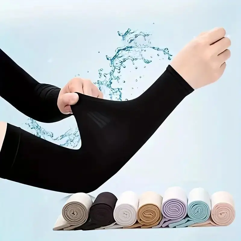 2pcs Cooling Arm Covers for Men and Women Summer Sun Protection Sunshade Ice Silk Sleeves for Cycling Outdoor Sports