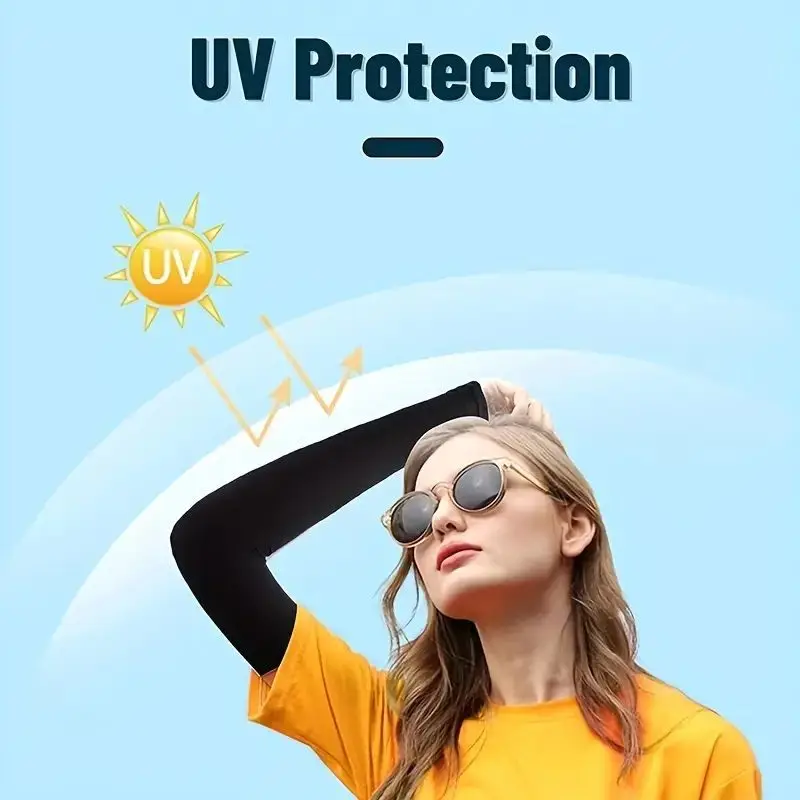 2pcs Cooling Arm Covers for Men and Women Summer Sun Protection Sunshade Ice Silk Sleeves for Cycling Outdoor Sports