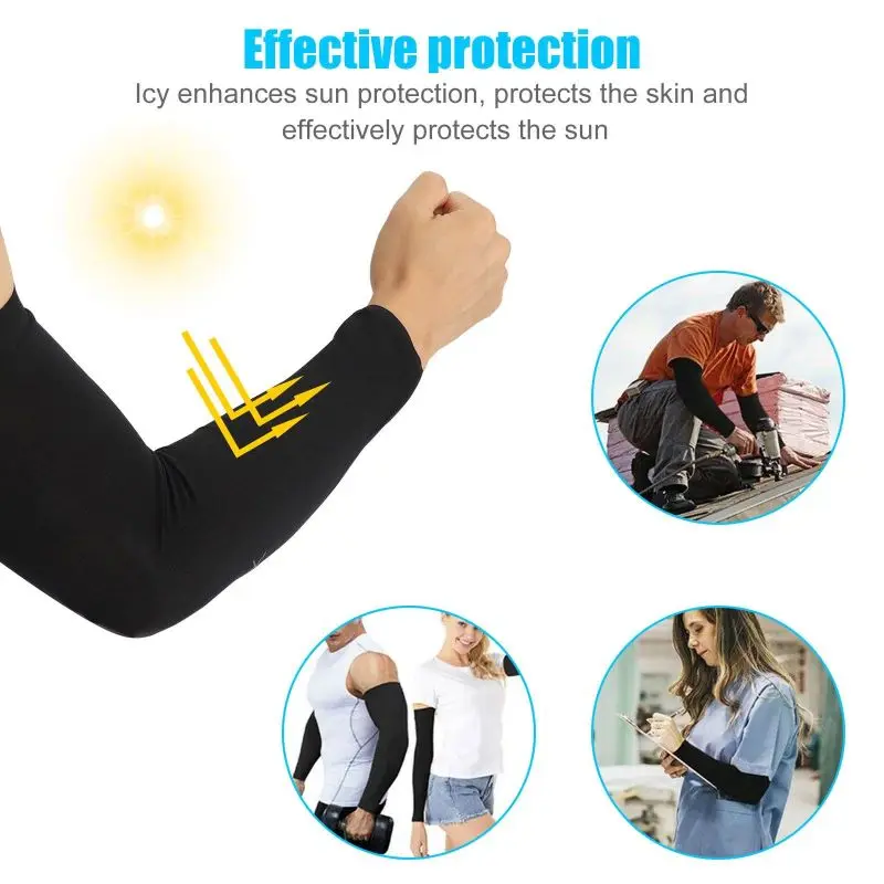 2pcs Cooling Arm Covers for Men and Women Summer Sun Protection Sunshade Ice Silk Sleeves for Cycling Outdoor Sports