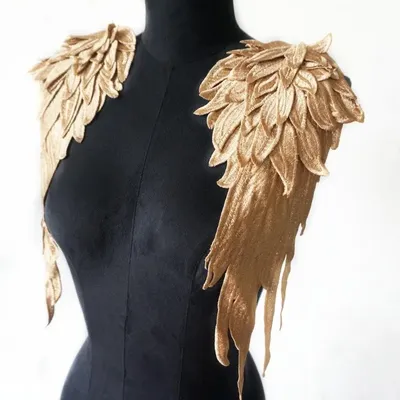 2Pcs Embroidery Angel Wing Applique Sewing Flower Collar Patch For Wedding Party Gown Bridal Dress Clothes DIY Crafts 2Pcs Embroidery Angel Wing Applique Sewing Flower Collar Patch For Wedding Party Gown Bridal Dress Clothes DIY Crafts