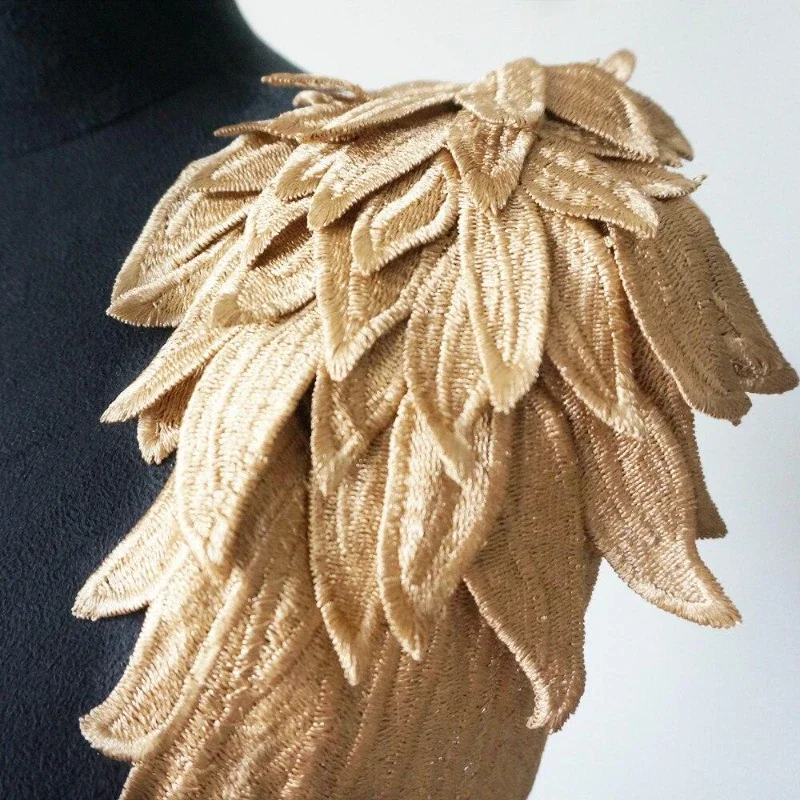 2Pcs Embroidery Angel Wing Applique Sewing Flower Collar Patch For Wedding Party Gown Bridal Dress Clothes DIY Crafts 2Pcs Embroidery Angel Wing Applique Sewing Flower Collar Patch For Wedding Party Gown Bridal Dress Clothes DIY Crafts
