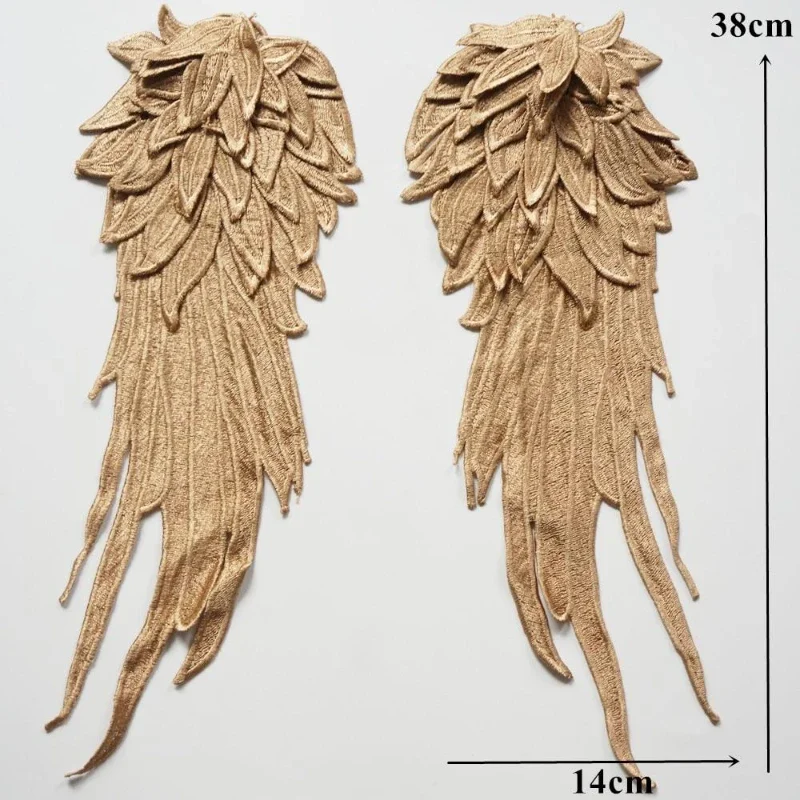 2Pcs Embroidery Angel Wing Applique Sewing Flower Collar Patch For Wedding Party Gown Bridal Dress Clothes DIY Crafts 2Pcs Embroidery Angel Wing Applique Sewing Flower Collar Patch For Wedding Party Gown Bridal Dress Clothes DIY Crafts