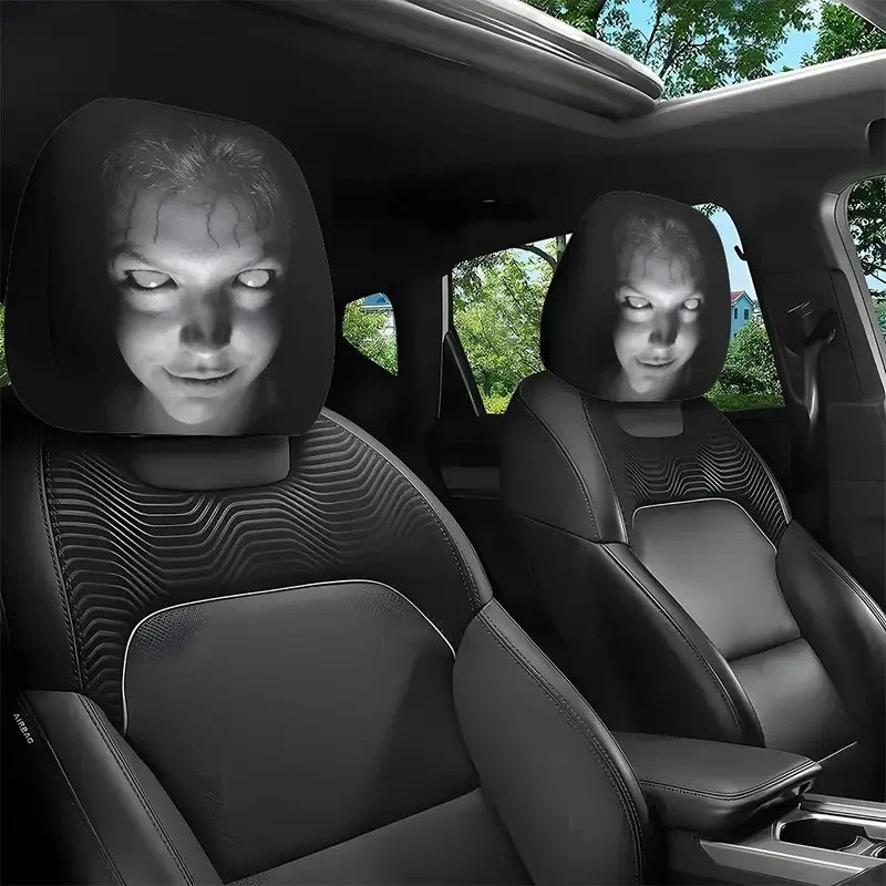 2Pcs Halloween Horror Face Printing Car Headrest Covers Universal Elastic Car Seat Headrest Cover Dustproof Protective 2Pcs Halloween Horror Face Printing Car Headrest Covers Universal Elastic Car Seat Headrest Cover Dustproof Protective