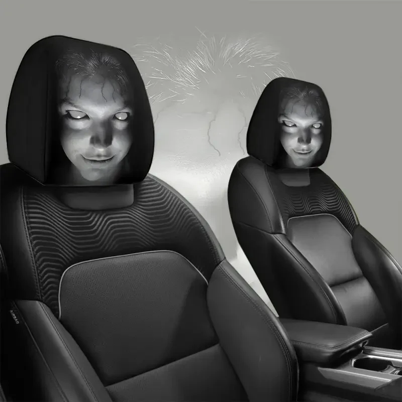 2Pcs Halloween Horror Face Printing Car Headrest Covers Universal Elastic Car Seat Headrest Cover Dustproof Protective