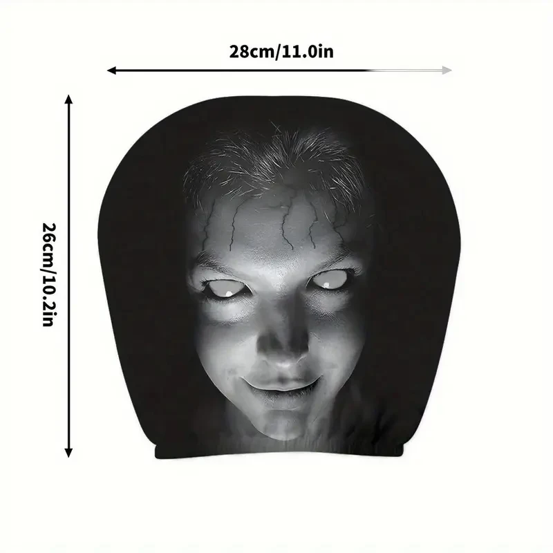 2Pcs Halloween Horror Face Printing Car Headrest Covers Universal Elastic Car Seat Headrest Cover Dustproof Protective