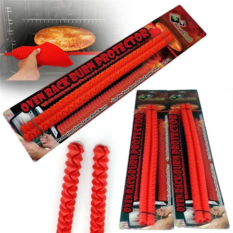 2pcs Heat Resistant Silicone Oven Rack Guard Shelf Edge Burn Protection Kitchen Avoid Scald Protector Tools