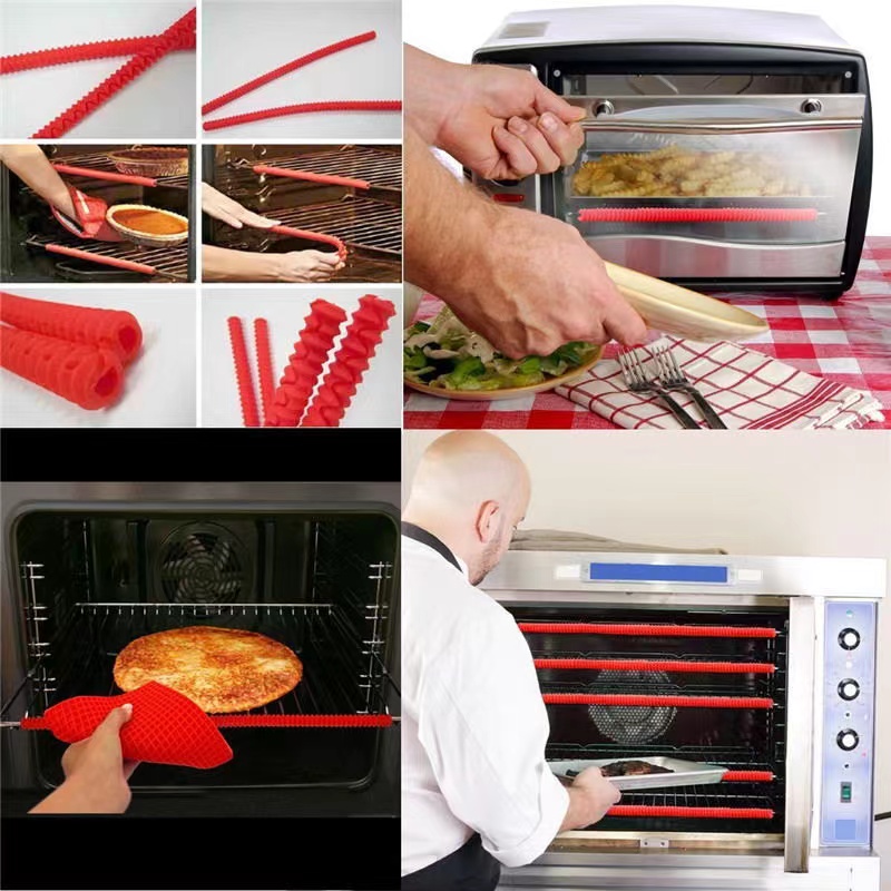 2pcs Heat Resistant Silicone Oven Rack Guard Shelf Edge Burn Protection Kitchen Avoid Scald Protector Tools