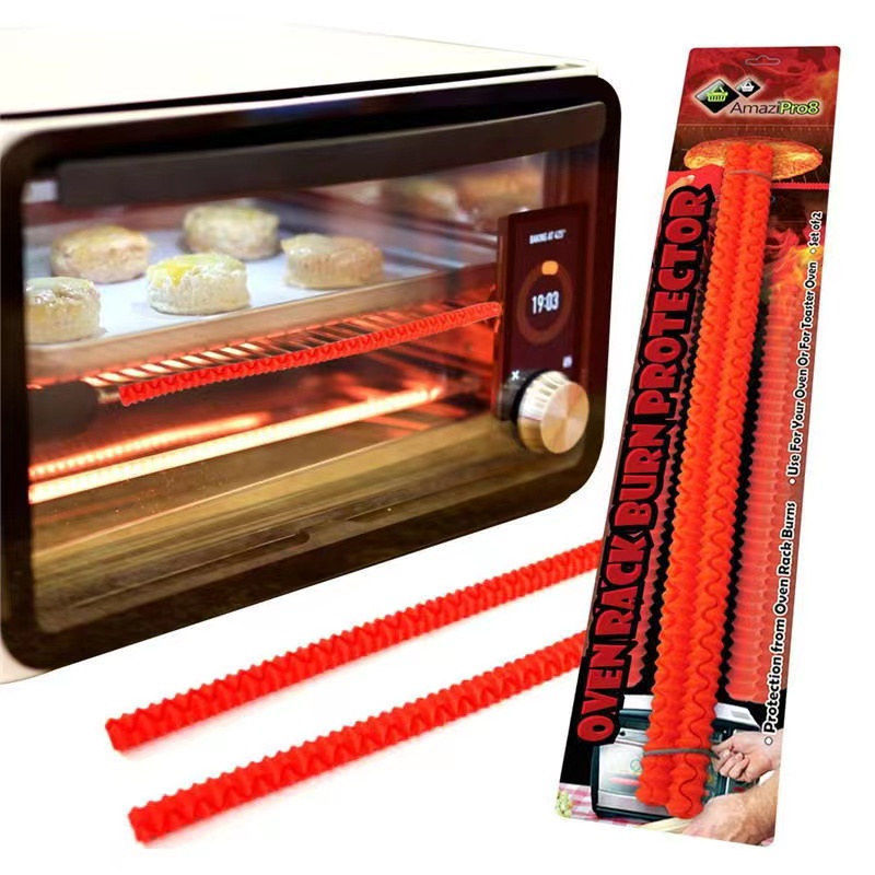2pcs Heat Resistant Silicone Oven Rack Guard Shelf Edge Burn Protection Kitchen Avoid Scald Protector Tools