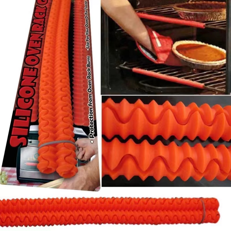 2pcs Heat Resistant Silicone Oven Rack Guard Shelf Edge Burn Protection Kitchen Avoid Scald Protector Tools