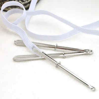 2pcs High Quality Garment Clips Sewing DIY Tools Elastic Band Tape Punch Cross Stitch Threader Wear Elastic Clamp (Wear