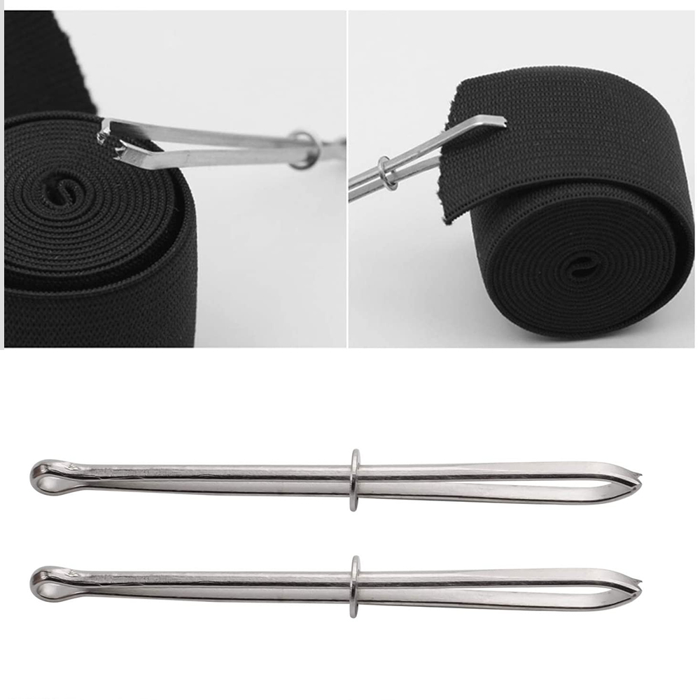 2pcs High Quality Garment Clips Sewing DIY Tools Elastic Band Tape Punch Cross Stitch Threader Wear Elastic Clamp (Wear