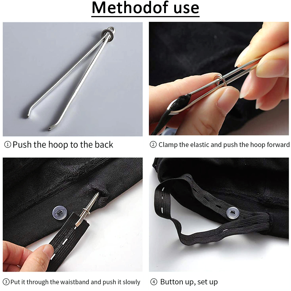 2pcs High Quality Garment Clips Sewing DIY Tools Elastic Band Tape Punch Cross Stitch Threader Wear Elastic Clamp (Wear