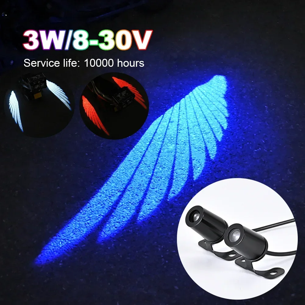 2PCS Motorcycle Angel wings LED projection light electric car street modification welcome decoration anti-collision