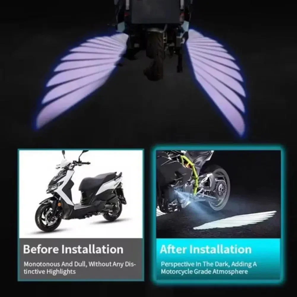 2PCS Motorcycle Angel wings LED projection light electric car street modification welcome decoration anti-collision