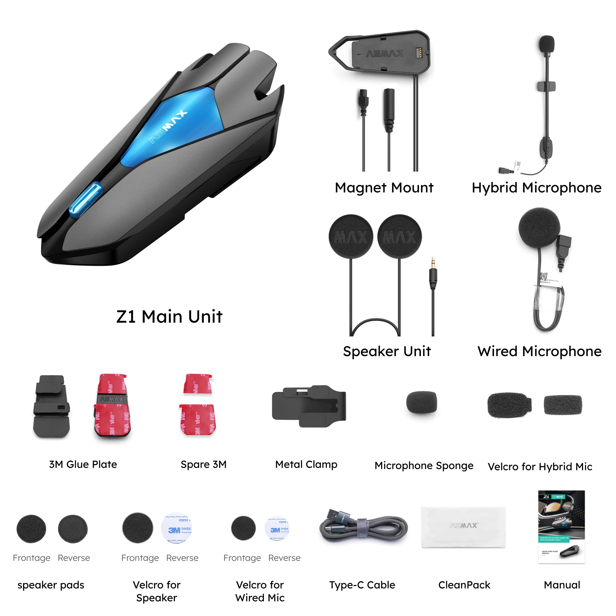 2pcs Motorcycle Bluetooth Intercom, IP67 Waterproof Helmet Headset, 2 Chips 8-Core, HIFI Speakers, ENC, 42min Fast