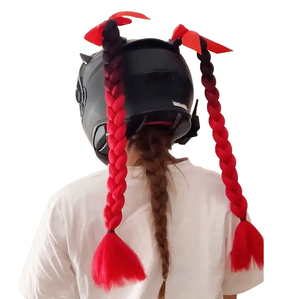 2pcs Motorcycle Helmet Braids Woman Braids Wig For Motorbike Helmets 164 colors Twist Dual Pigtail Ponytail With Sucker