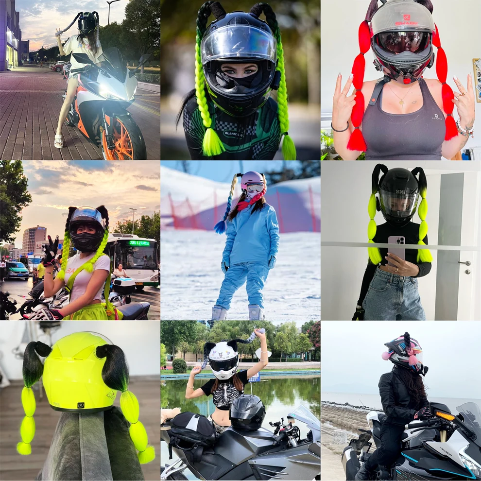 2pcs Motorcycle Helmet Braids Woman Braids Wig For Motorbike Helmets 164 colors Twist Dual Pigtail Ponytail With Sucker 2pcs Motorcycle Helmet Braids Woman Braids Wig For Motorbike Helmets 164 colors Twist Dual Pigtail Ponytail With Sucker