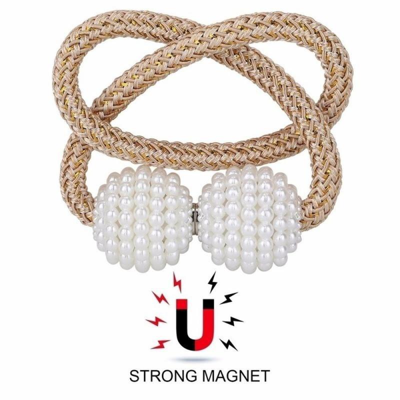 2PCS Pearl Magnetic Curtain Clip Curtain Holders Tie Back Buckle Clips Hanging Ball Buckle Tie Back Curtain Decor