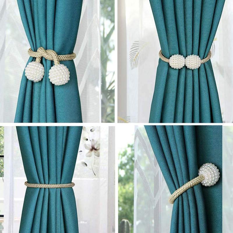 2PCS Pearl Magnetic Curtain Clip Curtain Holders Tie Back Buckle Clips Hanging Ball Buckle Tie Back Curtain Decor