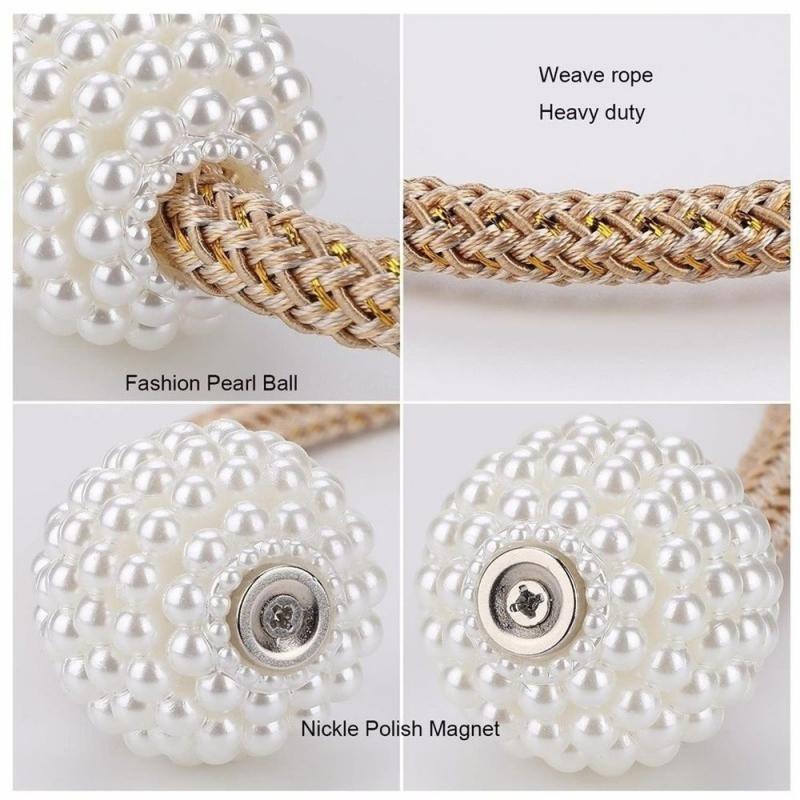 2PCS Pearl Magnetic Curtain Clip Curtain Holders Tie Back Buckle Clips Hanging Ball Buckle Tie Back Curtain Decor