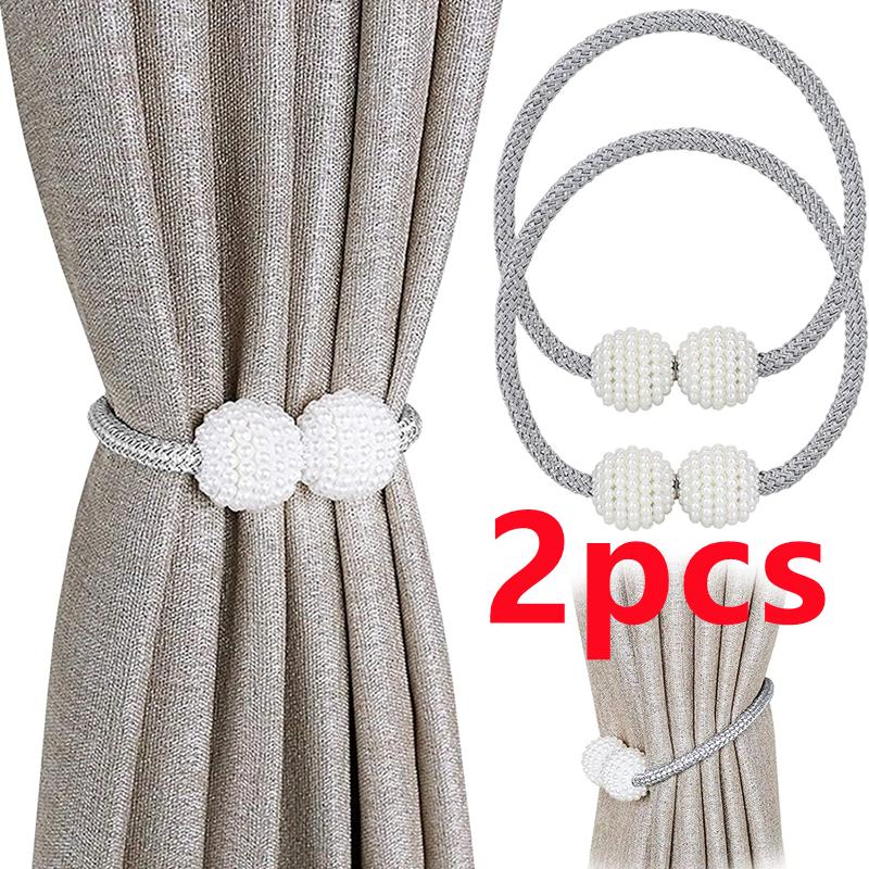 2PCS Pearl Magnetic Curtain Clip Curtain Holders Tie Back Buckle Clips Hanging Ball Buckle Tie Back Curtain Decor