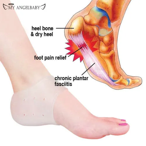 2PCS Protective Silicone Plantar Fasciitis Heel Spur Ankle Gel Support Pain Relief Moisturizing Gel Heel Inserts