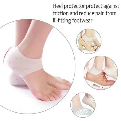 2PCS Protective Silicone Plantar Fasciitis Heel Spur Ankle Gel Support Pain Relief Moisturizing Gel Heel Inserts