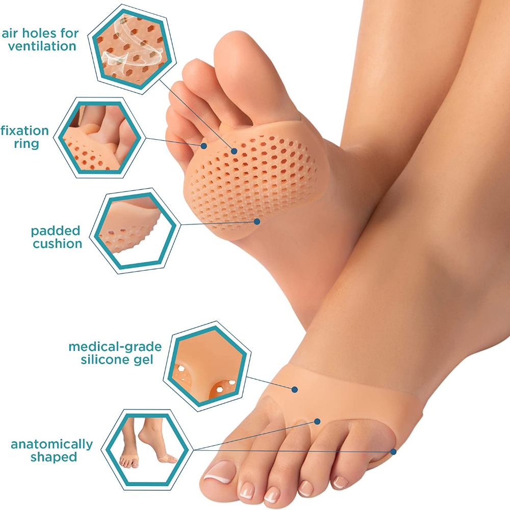 2pcs Silicone Metatarsal Pads Toe Separator Pain Relief Foot Pads Orthotics Foot Massage Insoles Forefoot Socks Foot
