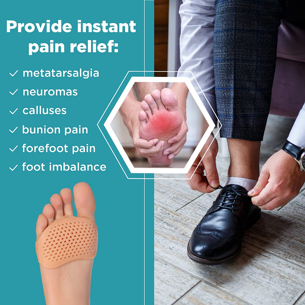 2pcs Silicone Metatarsal Pads Toe Separator Pain Relief Foot Pads Orthotics Foot Massage Insoles Forefoot Socks Foot
