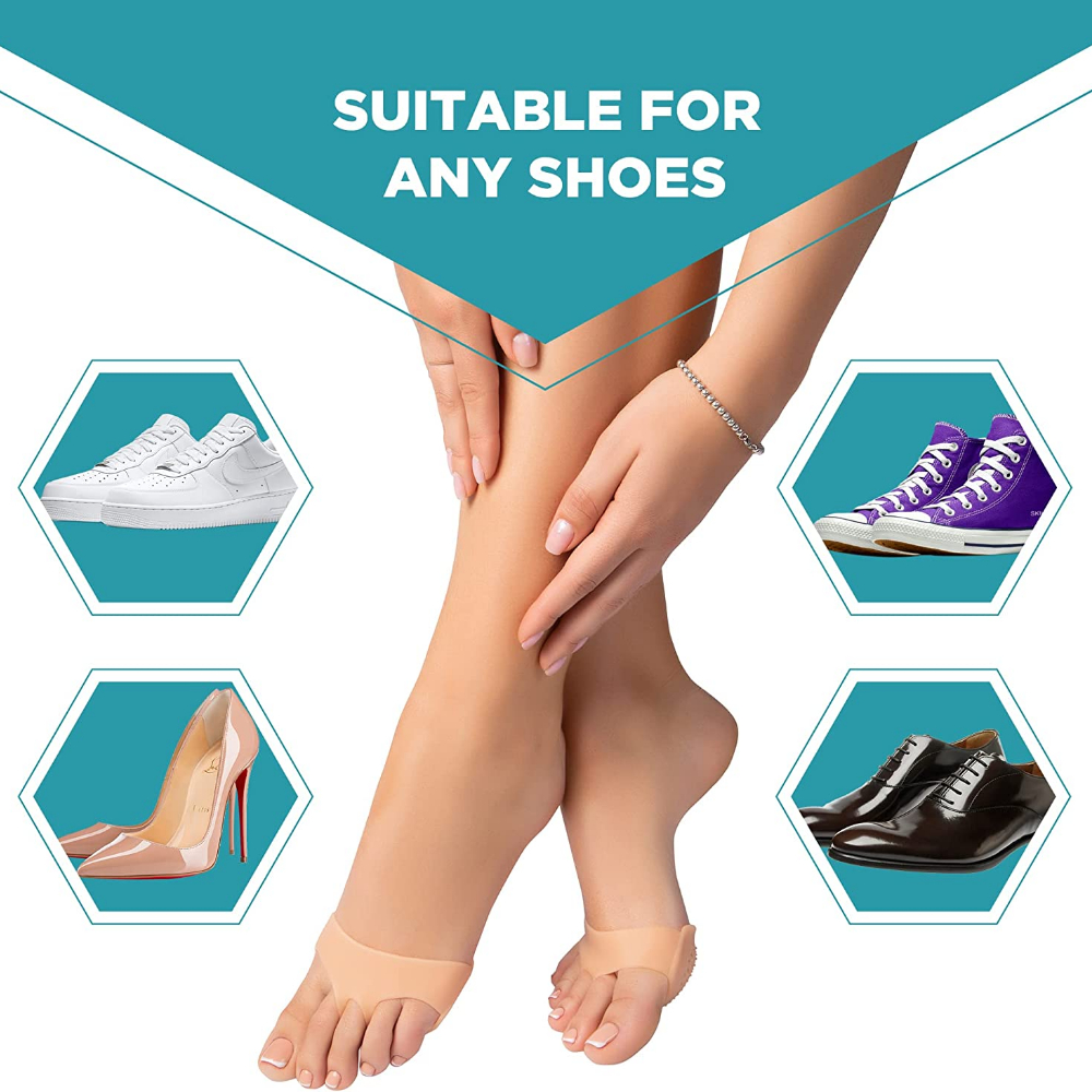 2pcs Silicone Metatarsal Pads Toe Separator Pain Relief Foot Pads Orthotics Foot Massage Insoles Forefoot Socks Foot