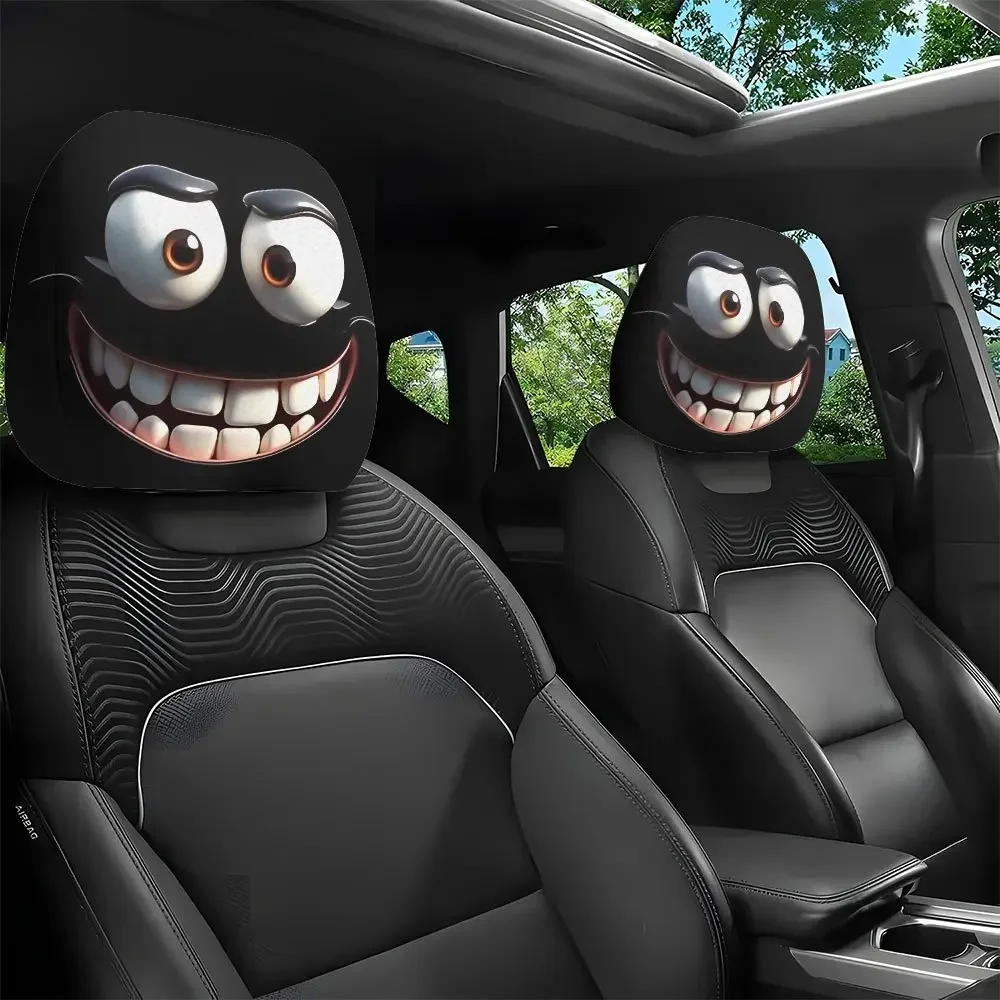 2pcs Smiley Face Printed Car Pillowcase Soft Comfortable Decorative Cushion Cover Auto Seat Headrest Washable Polyester 2pcs Smiley Face Printed Car Pillowcase Soft Comfortable Decorative Cushion Cover Auto Seat Headrest Washable Polyester