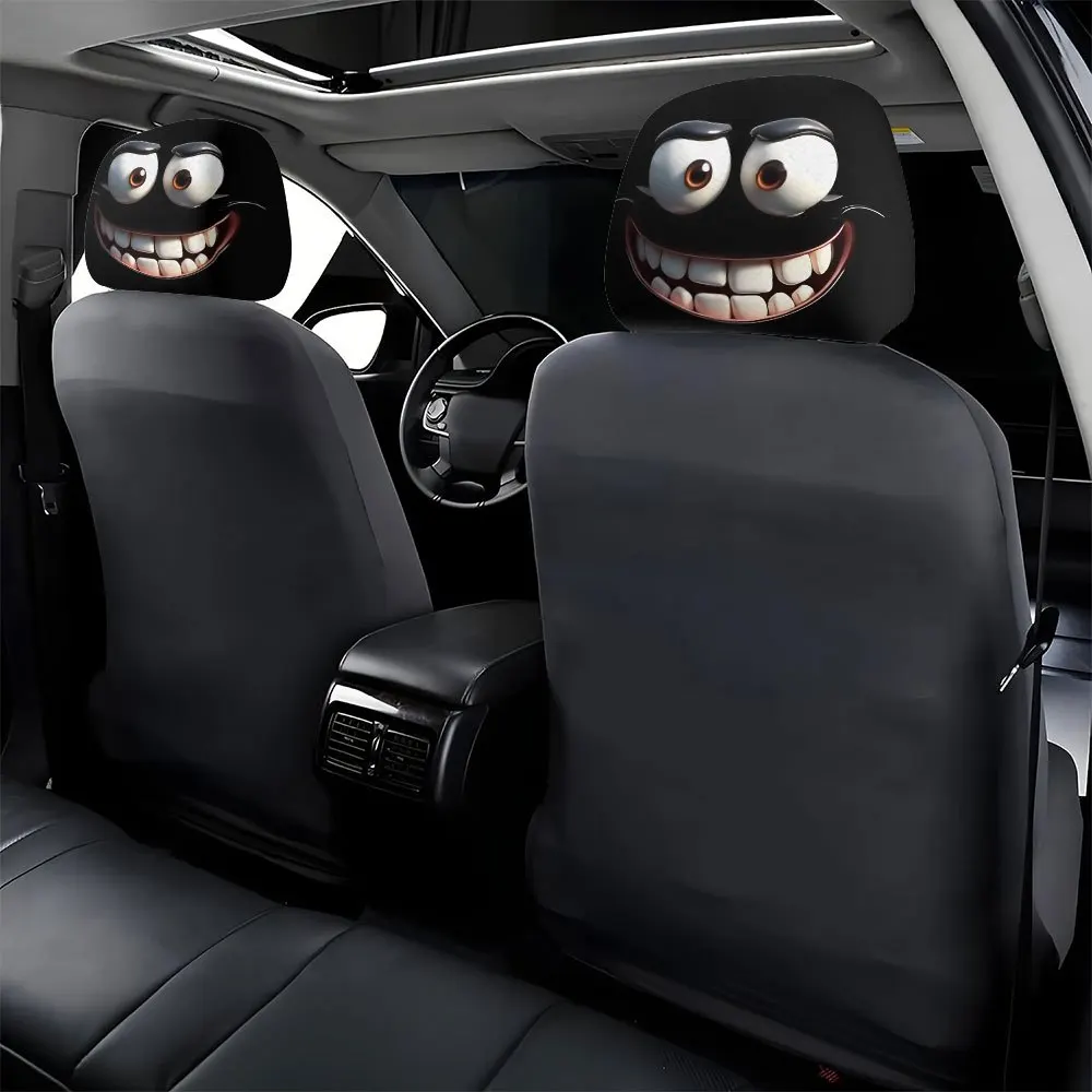 2pcs Smiley Face Printed Car Pillowcase Soft Comfortable Decorative Cushion Cover Auto Seat Headrest Washable Polyester 2pcs Smiley Face Printed Car Pillowcase Soft Comfortable Decorative Cushion Cover Auto Seat Headrest Washable Polyester