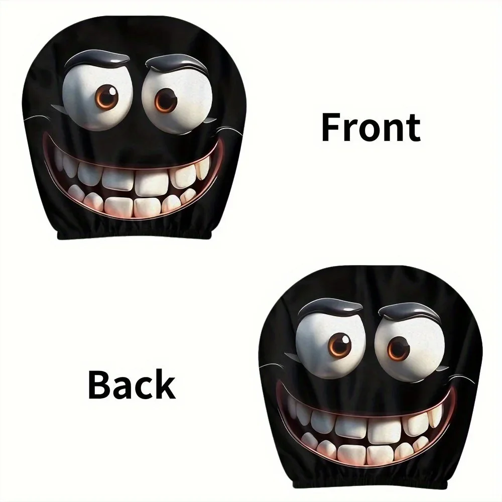 2pcs Smiley Face Printed Car Pillowcase Soft Comfortable Decorative Cushion Cover Auto Seat Headrest Washable Polyester 2pcs Smiley Face Printed Car Pillowcase Soft Comfortable Decorative Cushion Cover Auto Seat Headrest Washable Polyester