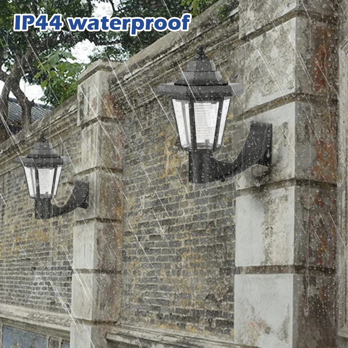 2Pcs Solar Wall Light Outdoor Solar Hexagonal Light IP44 Solar Fence Light Retro LED Wall Lamp Heat Solar Garden Light