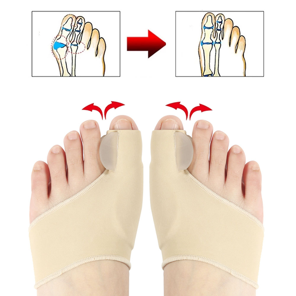 2pcs Toe Separator Hallux Valgus Bunion Corrector Orthotics Feet Bone Thumb Adjuster Correction Pedicure Sock