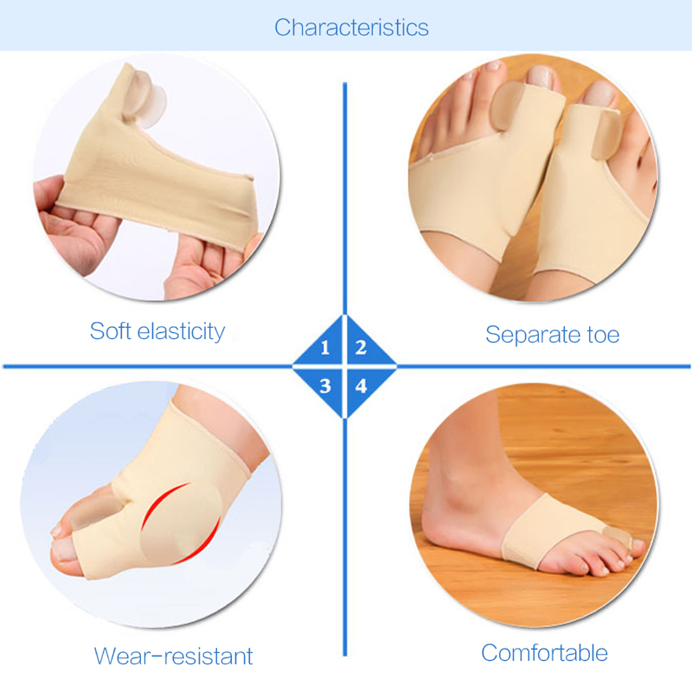 2pcs Toe Separator Hallux Valgus Bunion Corrector Orthotics Feet Bone Thumb Adjuster Correction Pedicure Sock