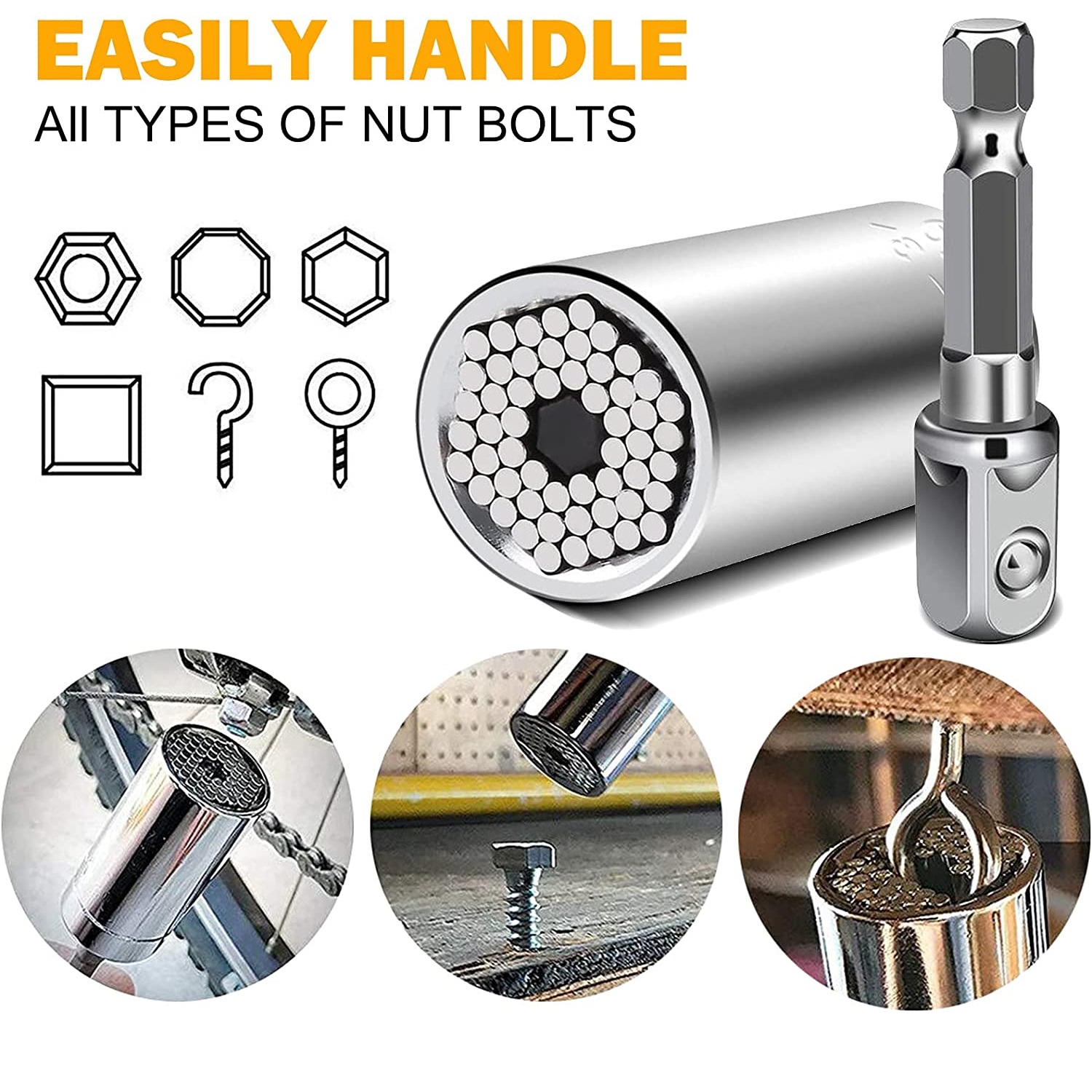 2PCS Universal Torque Wrench Head Set Socket Sleeve 7-19mm Power Drill Ratchet Bushing Spanner Key Magic Multi Hand