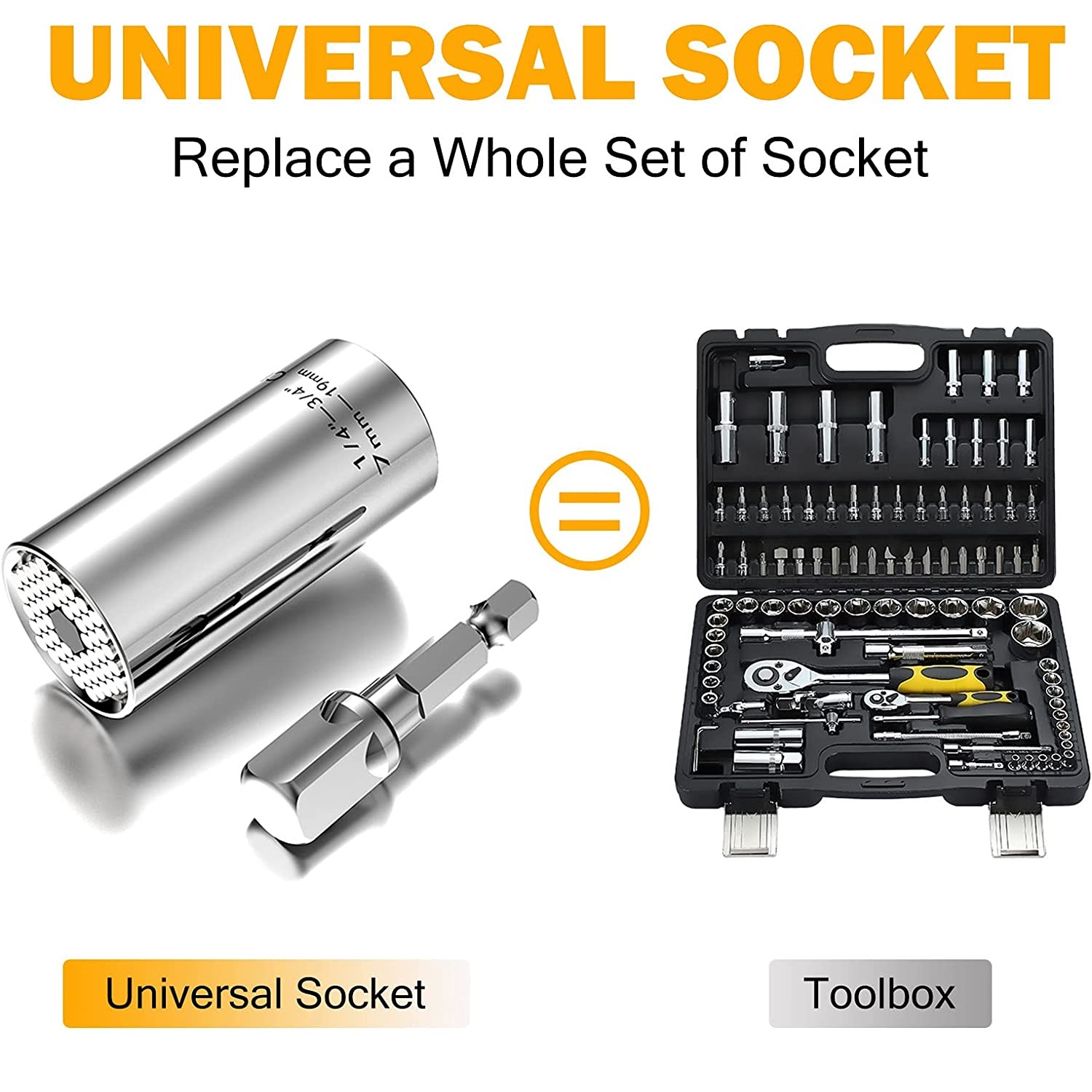 2PCS Universal Torque Wrench Head Set Socket Sleeve 7-19mm Power Drill Ratchet Bushing Spanner Key Magic Multi Hand