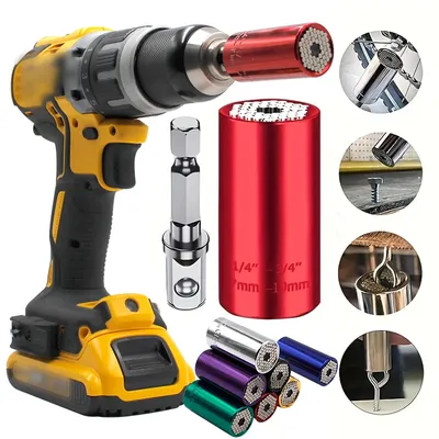 2pcs Universal Torque Wrench Power Drill Ratchet Bushing Spanner Key Magic Multi Hand Tools 7-19mm Head Set Socket
