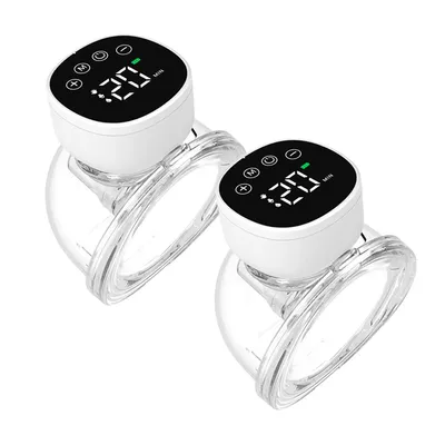 2pcs Wearable Breast Pum Hands Free Electric Breast Pump Silent Invisible Breast Pump 3 Modes 9 Levels of Suction 180ML