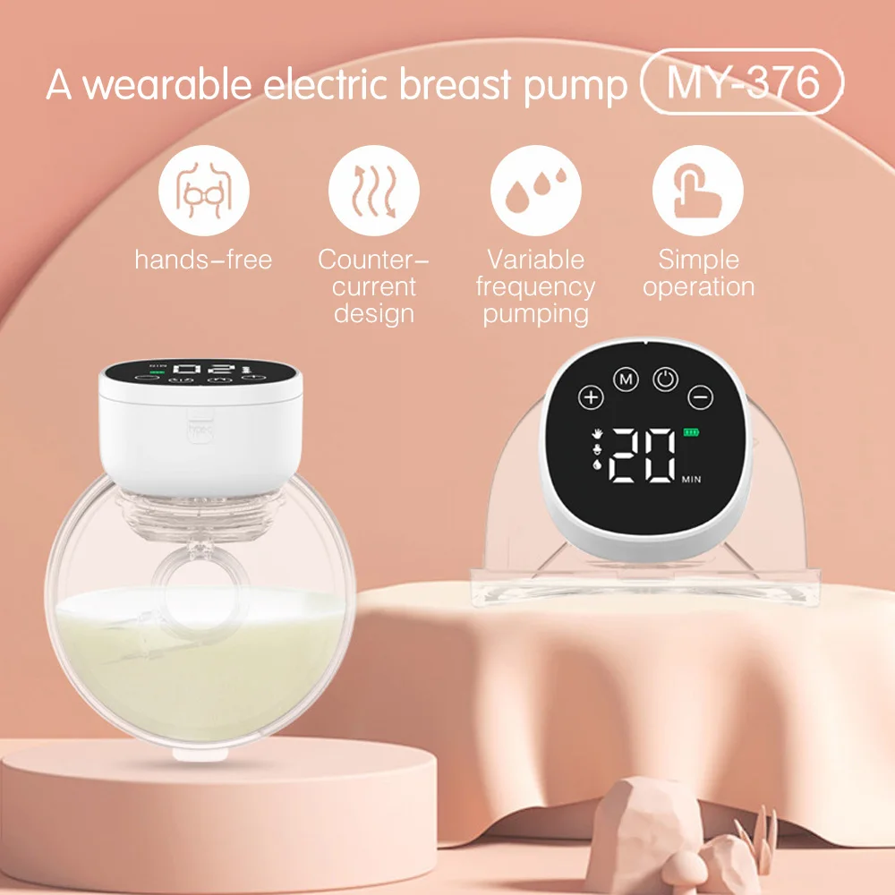 2pcs Wearable Breast Pum Hands Free Electric Breast Pump Silent Invisible Breast Pump 3 Modes 9 Levels of Suction 180ML