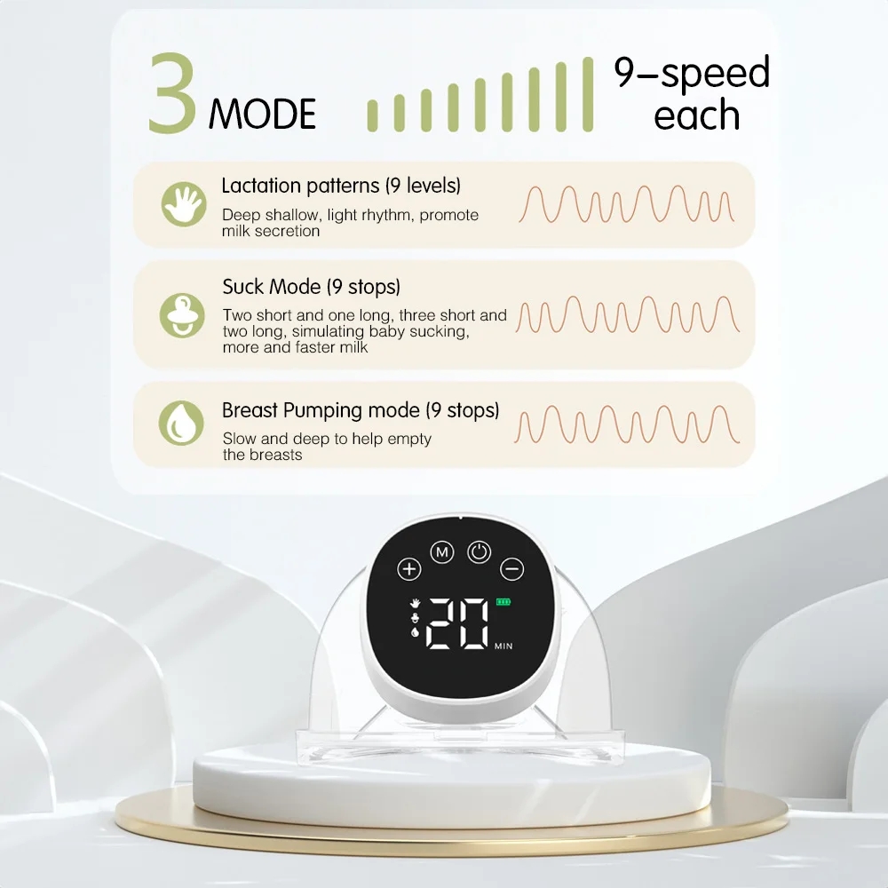 2pcs Wearable Breast Pum Hands Free Electric Breast Pump Silent Invisible Breast Pump 3 Modes 9 Levels of Suction 180ML