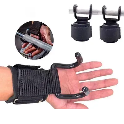 2PCS Weight Lifting Hook Grips with Wrist Wraps Gym Hand-Bar Wrist Strap Fitness Hook Weight Strap Pull-Ups Power Lift 2PCS Weight Lifting Hook Grips with Wrist Wraps Gym Hand-Bar Wrist Strap Fitness Hook Weight Strap Pull-Ups Power Lift