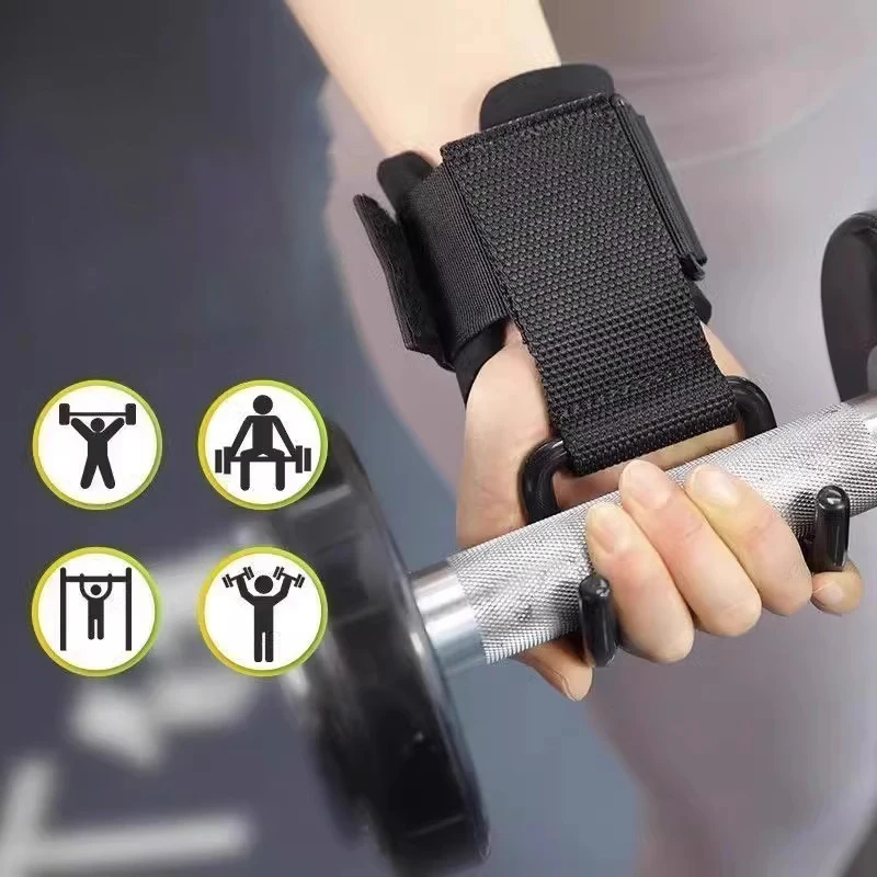 2PCS Weight Lifting Hook Grips with Wrist Wraps Gym Hand-Bar Wrist Strap Fitness Hook Weight Strap Pull-Ups Power Lift 2PCS Weight Lifting Hook Grips with Wrist Wraps Gym Hand-Bar Wrist Strap Fitness Hook Weight Strap Pull-Ups Power Lift