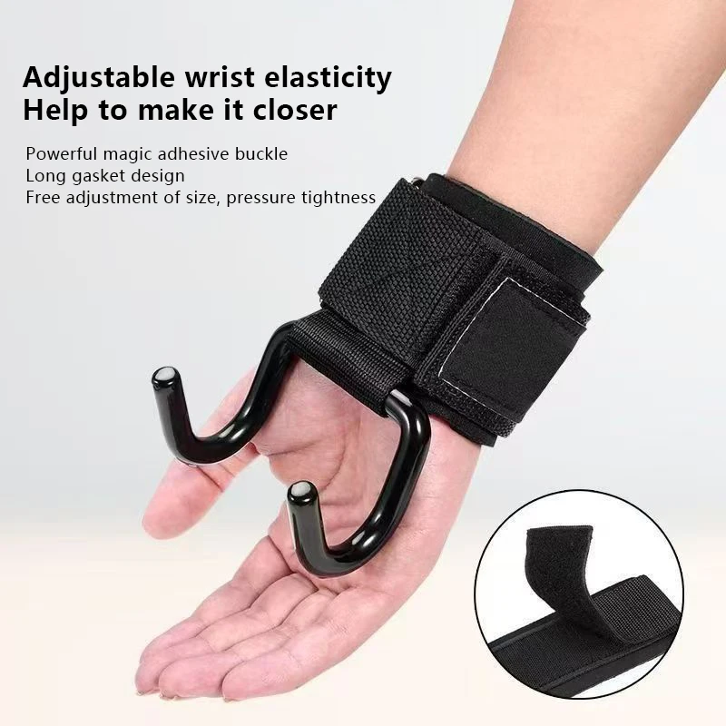 2PCS Weight Lifting Hook Grips with Wrist Wraps Gym Hand-Bar Wrist Strap Fitness Hook Weight Strap Pull-Ups Power Lift 2PCS Weight Lifting Hook Grips with Wrist Wraps Gym Hand-Bar Wrist Strap Fitness Hook Weight Strap Pull-Ups Power Lift
