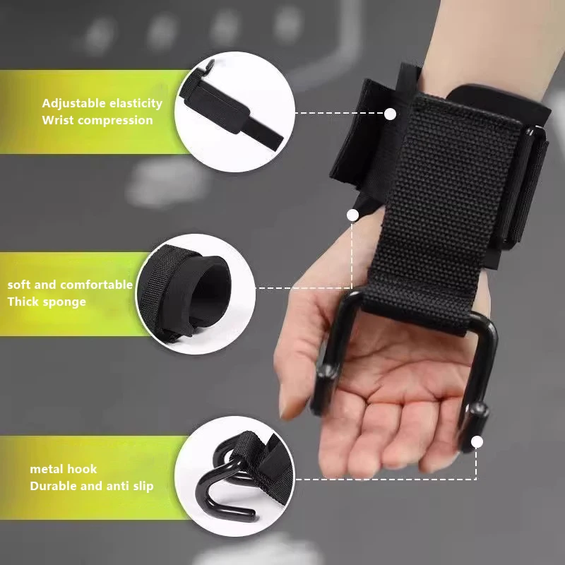 2PCS Weight Lifting Hook Grips with Wrist Wraps Gym Hand-Bar Wrist Strap Fitness Hook Weight Strap Pull-Ups Power Lift 2PCS Weight Lifting Hook Grips with Wrist Wraps Gym Hand-Bar Wrist Strap Fitness Hook Weight Strap Pull-Ups Power Lift