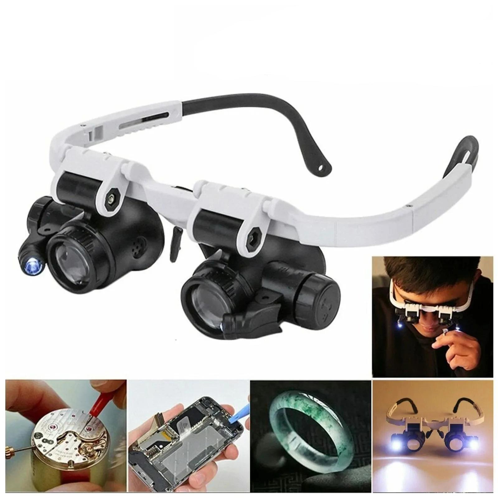 2XLED Watch Jeweler Repair Magnifier Head-Mounted Headband Adjustable Magnifying Head Eye Glasses Loupe Lens 8X 15X 23X 2XLED Watch Jeweler Repair Magnifier Head-Mounted Headband Adjustable Magnifying Head Eye Glasses Loupe Lens 8X 15X 23X