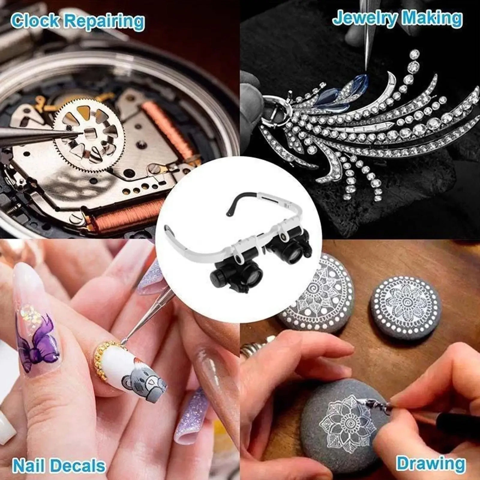 2XLED Watch Jeweler Repair Magnifier Head-Mounted Headband Adjustable Magnifying Head Eye Glasses Loupe Lens 8X 15X 23X 2XLED Watch Jeweler Repair Magnifier Head-Mounted Headband Adjustable Magnifying Head Eye Glasses Loupe Lens 8X 15X 23X